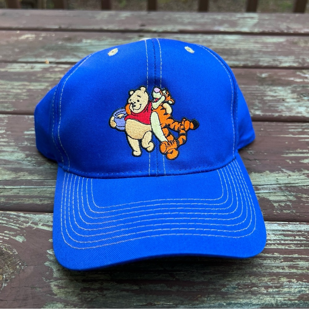 Winnie The Pooh Blue Graphic Embroidered Unisex ADJ 100% Cotton Cap| Hong Kong
